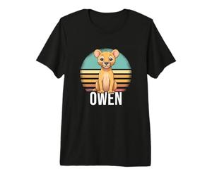 Homme Owen - Beau nom de garçon avec Un Lion Mignon T-Shirt Haut de Gamme