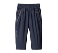 Homme Pantalon 3/4 Grande Taille Pantacourt Shorts d'entraînement de Gymnastique Sports Athlétique d'été en Plein air Séchage Rapide Élasticité Pantalon Court de Course Bleu 8XL