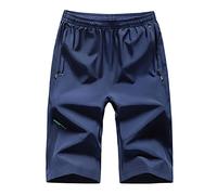 Homme Pantalon Court Léger Séchage Rapide Short de Sport Course Jogging Fitness Grande Taille Pantacourt 3/4 Pantalon de Plage Marche Escalade Randonnée Marche Bleu L