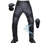 Homme Pantalon de Moto en Jean imperméable et coupe-vent Stretch Anti-déchirure Casual Vintage Pantalon de Protection avec Amovible Améliorée Protéger Pads pour Racing Vélo (Black,M)