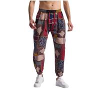 Homme Pantalon en Coton Lin avec Poches Été Plage Cargo Pas Cher Pantalons Lin Hommes Taille Elastique Pant de Travail Imprimé pour de Plage Ample à Cordon Pantalon de à élastique Pants Mode