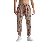 Homme Pantalon en Coton Lin avec Poches Été Plage Cargo Pas Cher Pantalons Lin Hommes Taille Elastique Pant de Travail Imprimé pour de Plage Ample à Cordon Pantalon de à élastique Pants Mode