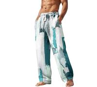 Homme Pantalon Lin Ete Grande Taille Pantalon Decontracte avec Poches Cordon Pantalon Ample de Plage Léger Respirant Pantalon Taille Elastique Pantalon Homme Lin Blanc Pantalon Lin Homme Chic