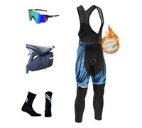 Homme Pantalons de Cycliste Cuissard,Thermique Windstopper Cuissard Long Hiver avec Bretelles et Gel de Cyclisme Gel 8D Rembourré Collant à Bretelles de Cyclisme (XXL,TYP-10)