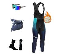 Homme Pantalons de Cycliste Cuissard,Thermique Windstopper Cuissard Long Hiver avec Bretelles et Gel de Cyclisme Gel 8D Rembourré Collant à Bretelles de Cyclisme (4XL,TYP-2)