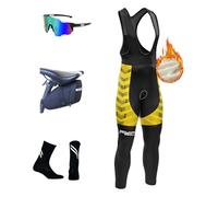 Homme Pantalons de Cycliste Cuissard,Thermique Windstopper Cuissard Long Hiver avec Bretelles et Gel de Cyclisme Gel 8D Rembourré Collant à Bretelles de Cyclisme (6XL,TYP-8)