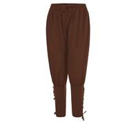Homme Pantalons de Pirate médiévaux, Pantalons Cordon de Serrage Ajustement Ample Style Gothique, Viking et Renaissance, Pantalon Pirate Taille élastique en Coton-Lin à Couleur uni avec Poche