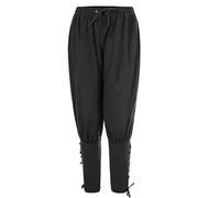 Homme Pantalons de Pirate médiévaux, Pantalons Cordon de Serrage Ajustement Ample Style Gothique, Viking et Renaissance, Pantalon Pirate Taille élastique en Coton-Lin à Couleur uni avec Poche