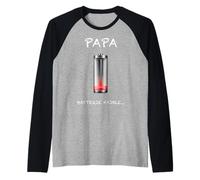 Homme Papa Batterie Faible Epuisement Parental Humour Homme Manche Raglan