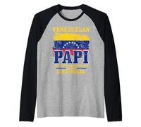 Homme Papa vénézuélien Drapeau Venezuela Fierté drôle Fête des Pères Manche Raglan