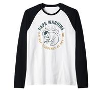 Homme Papa Warning May Nap Suddenly, Illustration d'un Ours drôle Manche Raglan