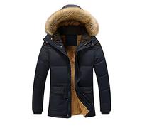 Homme Parka Hiver à Capuche Manteau Hiver Chaude pour Homme Grande Taille Fourrure Pure Épais Parka Epaisse Chaude Polyvalente Blouson pour Temps Froid à Capuche Amovible Camping Chasse pêche Outdoor