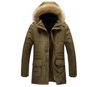 Homme Parka Hiver à Capuche Manteau Hiver Chaude pour Homme Grande Taille Fourrure Pure Épais Parka Epaisse Chaude Polyvalente Blouson pour Temps Froid à Capuche Amovible Camping Chasse pêche Outdoor