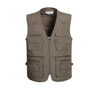 Homme Photographe Reporter Gilet Multi-Poches Légère sans Manches Veste Gilet De Bénévolat Extérieur 3 2XL