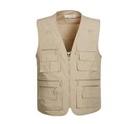 Homme Photographe Reporter Gilet Multi-Poches Légère sans Manches Veste Gilet De Bénévolat Extérieur 1 2XL
