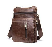 Homme Pochette Telephone Portable Cuir, Sac à Bandoulière pour Téléphone Cuir, Petite Sac Bandoulière en Cuir Homme Sac Epaule pour Téléphone Holster Portefeuille Messager Housse de Transport Sacoche