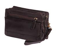 Homme poignet Real Sac en cuir d'embrayage Voyage Brun Cab Mobile Money Organisateur Man Bag A210