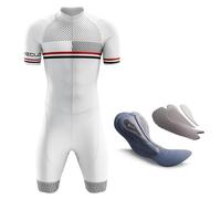 Homme Pro Trifonction Manches Courtes Sports de Plein Air Vêtements de Triathlon,Combinaison de Cyclisme Homme,Professionnel de Compétition Rembourré Tri-Costume d'une pièce (TYP-1,3XL)