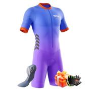 Homme Pro Trifonction Manches Courtes Sports de Plein Air Vêtements de Triathlon,Combinaison de Triathlon à Manches Courtes pour entraînement à vélo (Typ-5,3XL)