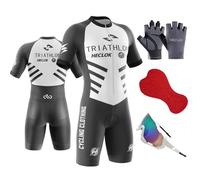 Homme Pro Trifonction Manches Courtes Sports de Plein Air Vêtements de Triathlon, Combinaison de Triathlon à Manches Rembourrée,Combinaison de Cyclisme Homme, Cycling Route (TYP-6,5XL)