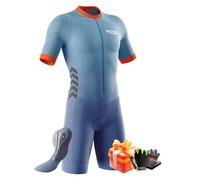 Homme Pro Trifonction Manches Courtes Sports de Plein Air Vêtements de Triathlon,Combinaison de Triathlon à Manches Courtes pour entraînement à vélo (Typ-6,XL)