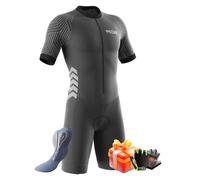 Homme Pro Trifonction Manches Courtes Sports de Plein Air Vêtements de Triathlon,Combinaison de Triathlon à Manches Courtes pour entraînement à vélo (Typ-12,M)