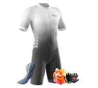Homme Pro Trifonction Manches Courtes Sports de Plein Air Vêtements de Triathlon,Combinaison de Triathlon à Manches Courtes pour entraînement à vélo (Typ-10,M)