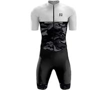 Homme Pro Trifonction Manches Courtes Sports de Plein Air Vêtements de Triathlon, pour Course À Pied, Natation, Cyclisme Body (TYP-3,XL)