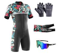 Homme Pro Trifonction Manches Courtes Sports de Plein Air Vêtements de Triathlon, Tri-Costume d'une pièce, Body d'été avec Poches,pour Course À Pied, Natation, Cyclisme Body (TYP-9,3XL)