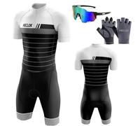 Homme Pro Trifonction Manches Courtes Sports de Plein Air Vêtements de Triathlon,Tri-Costume d'une pièce,pour Course À Pied,Natation,Cyclisme Body,avec 3 Poches,Vêtements de Cycliste (TYP-5,L)
