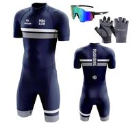 Homme Pro Trifonction Manches Courtes Sports de Plein Air Vêtements de Triathlon,Tri-Costume d'une pièce,pour Course À Pied,Natation,Cyclisme Body,avec 3 Poches,Vêtements de Cycliste (TYP-17,M)