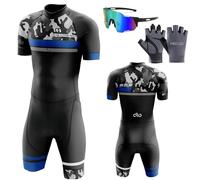 Homme Pro Trifonction Manches Courtes Sports de Plein Air Vêtements de Triathlon,Tri-Costume d'une pièce,pour Course À Pied,Natation,Cyclisme Body,avec 3 Poches,Vêtements de Cycliste (TYP-3,M)