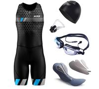 Homme Pro Trifonction sans Manches＋Professionnel de compétition Rembourré,Sports Maillot Cyclisme de Plein Air Vêtements de Triathlon,pour Course À Pied,Natation, Cyclisme,Excercice (TYP-5,S)
