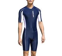 Homme Professionnel Maillot de Bain Une pièce d'entraînement Manche Courte Col Rond Contraste Combinaison de Surf Plongée Natation Combinaison Shorty de Plage Grande Taille Marin 5XL