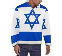 Homme Pullover Sweat-Shirt À Imprimé Israël Drapeau Veste Décontracté Col Large Boutons Facile À Enfiler Veste Polyvalente Confortable Et Respirant Essentiel pour Tenue De Ville Quotidienne
