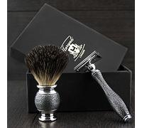 HOMME RASAGE KIT ENSEMBLE CADEAU RASOIR DOUBLE TRANCHANT MÉCANIQUE RASAGE BROSSE BLAIREAU