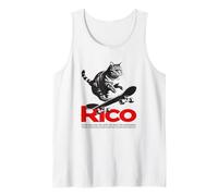 Homme RICO - beau nom de garçon avec un chat & skateboard Débardeur