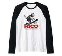 Homme RICO - beau nom de garçon avec un chat & skateboard Manche Raglan