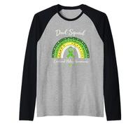 Homme Ruban Vert Assorti pour Papa Boho Rainbow CP Awareness Manche Raglan