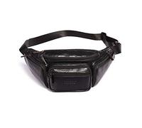 Homme Sac de Ceinture en Cuir, Morbuy Loisirs Sac Porté Epaule Vintage Sac Banane Vrai Cuir Universel Sac Poitrine idéal Sport Voyages Quotidien Sacoche Téléphone Portable (14x19cm,Noir)