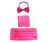 Homme Satin Ceintures de Smoking Noeud Papillon Mouchoir de Poche 3 en 1 Set pour Fête Cérémonie du Mariage Banquet Gentleman - Uni Rose