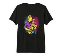 Homme Saxophone Boy Comic Look T-Shirt Haut de Gamme