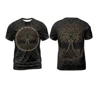 Homme Shirt,T-Shirt Graphique à Manches Courtes sur Le thème de la mythologie Nordique et des Dieux Nordiques médiévaux