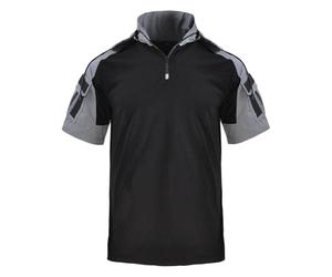 Homme Shirts de Combat à Manches Courtes T-Shirt de Sport zippé Quartier Militaire T-Shirt Tactique Sport Chemise Muscle,Gris,S