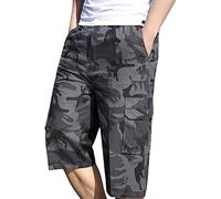 Homme Short Cargo en Coton Eté, Short De Travail Homme Chantier Outdoor Short Sudation Grande Taille Short De Randonnée Multi-Poches Salopette Short Respirant Shorts De Trekking Confortable