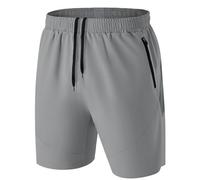 Homme Short Course à Pied Léger Sport Shorts Séchage Rapide avec Poche Zippé(Gris Clair,EU-M/US-S)