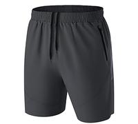 Homme Short Course à Pied Léger Sport Shorts Séchage Rapide avec Poche Zippé(Gris Foncé,EU-M/US-S)