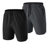 Homme Short Course à Pied Léger Sport Shorts Séchage Rapide avec Poche Zippé(Noir/Gris Foncé,EU-M/US-S)
