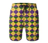 Homme Short de Bain Confortable Shorts de Plage Couleurs du Mardi Gras Séchage Rapide Swimming Shorts pour Vacance Été Piscine XXL