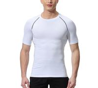 Homme sous-vêtement Basique Haute élasticité Séchage Rapide Gym Standard T-Shirt Fonctionnel Maillot de Corps pour entraînement et Bodybuilding BlancNoir L